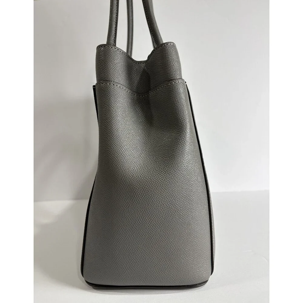 COACH Casey F31474 Tote Bag Purse Gray Durable Crossgrain Leather Large Logo